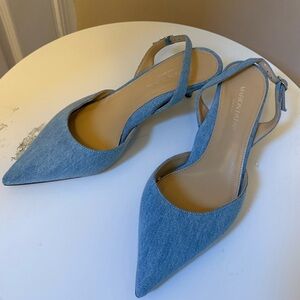 Denim Pointed Slingback Heels